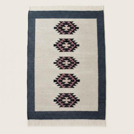 Handmade Vintage Multicolor Wool Dhurrie For Living Room